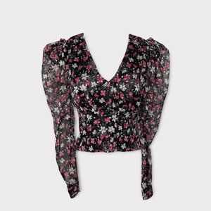 ASTR the Label Beverly Fuchsia Gold Floral Blouse Size S